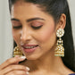 Nuyug 22K Gold-Plated Kundan Stone Studded & Pearl Beaded Dome Shaped Jhumkas | Swadesiicart
