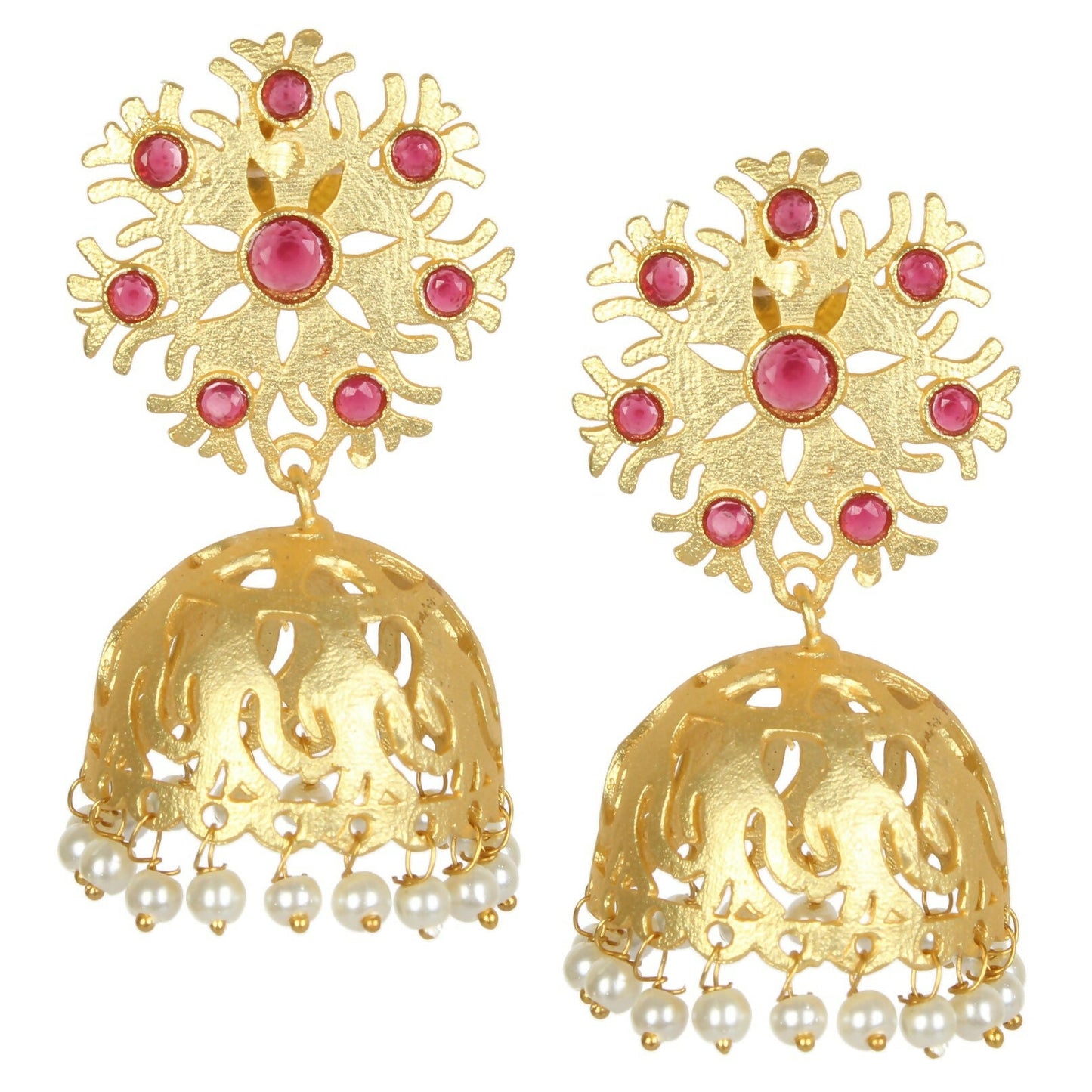 Joban Fashion Women Matte Gold Brass Jhumka | Swadesiicart