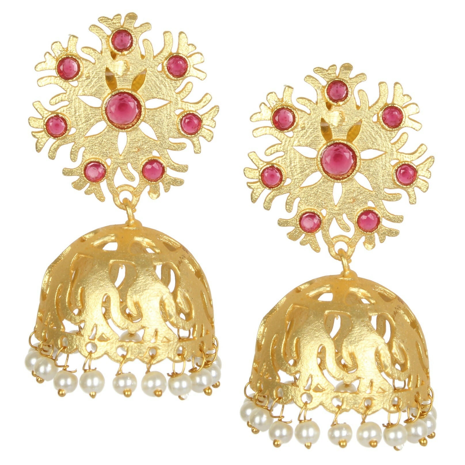 Joban Fashion Women Matte Gold Brass Jhumka | Swadesiicart