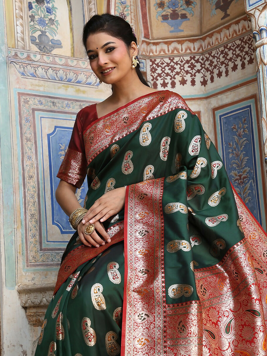 Shree Shyam Fashion Green Silk Saree