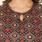 Aramya Brown Soft Cotton Geometric Print Straight Kurta Sharara Set for Women