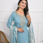 Lavender Viscose Silk Embroidery with Thread and sequence Stitched Suit With Dupatta - Tanisha | Swadesiicart
