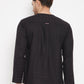Even Apparels Black Viscose Men's Kurta With Slit Neckline | Swadesiicart