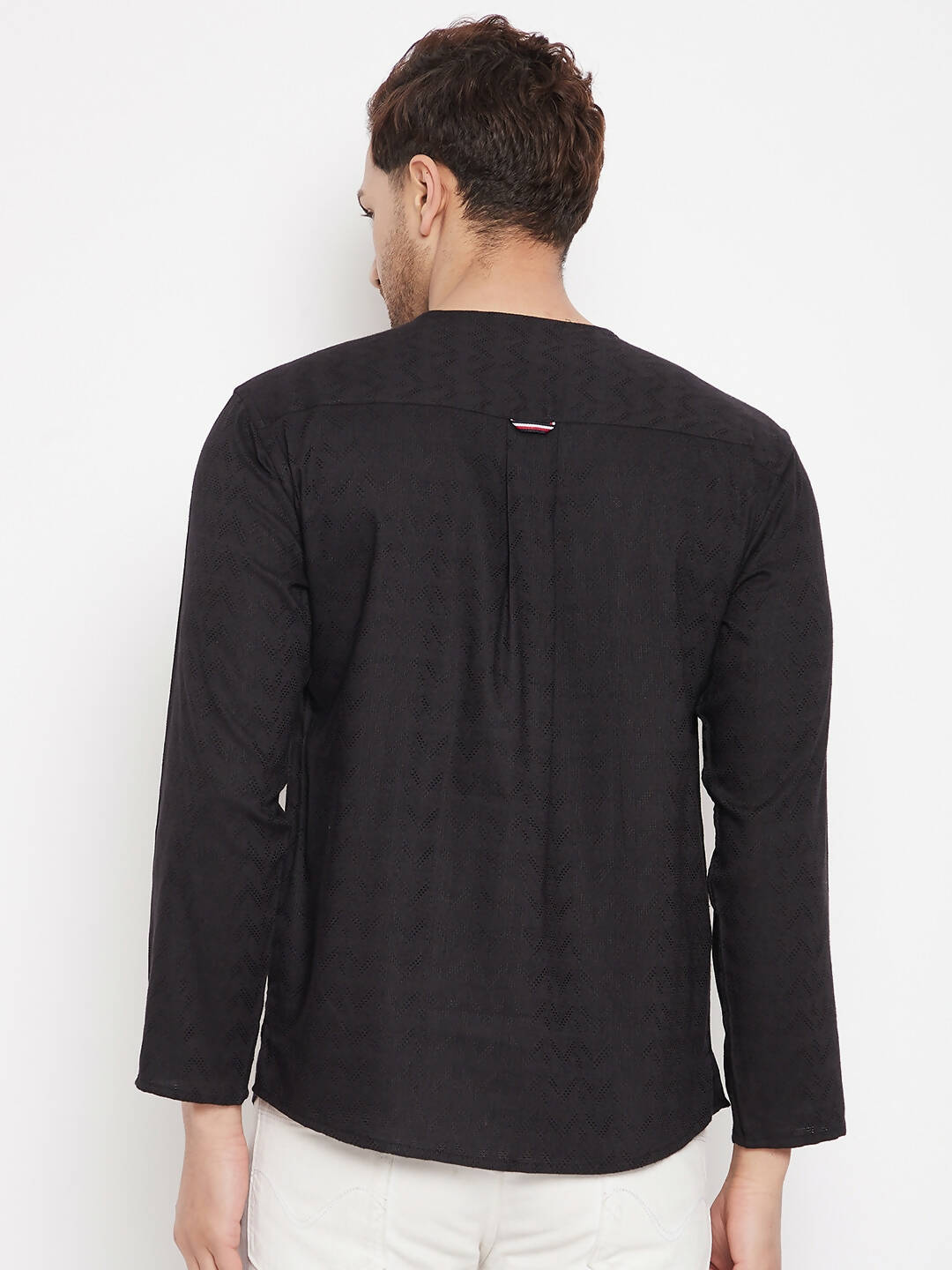 Even Apparels Black Viscose Men's Kurta With Slit Neckline | Swadesiicart