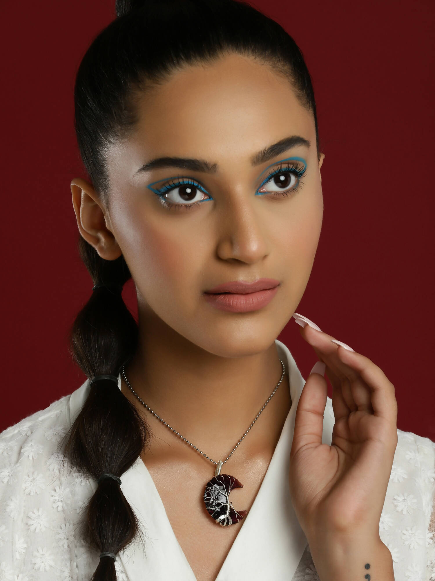 Women's Silver-Toned Purple Silver-Plated Handcrafted Chain - Ruby Raang | Swadesiicart