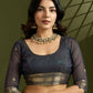 Vishnu Weaves Women's Pista Muga Cotton Thread Woven Butti with Blouse - Swadesiicart