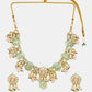 Ruby Raang Gold Polished Green Kundan And Mint Colored Stonework Necklace With Matching Earrings | Swadesiicart