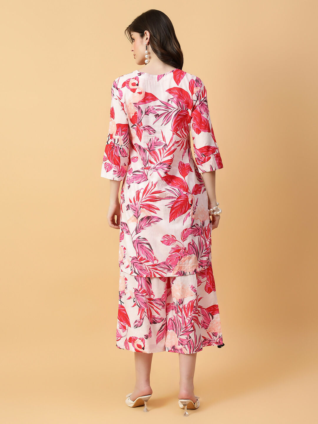 Joban Fashion Red Cotton Printed & Hand Work Co-ord Set - Swadesiicart