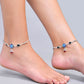 VOJ Set of 2 Silver Plated Evil Eye HandCrafted Adjustable Anklet - Swadesiicart