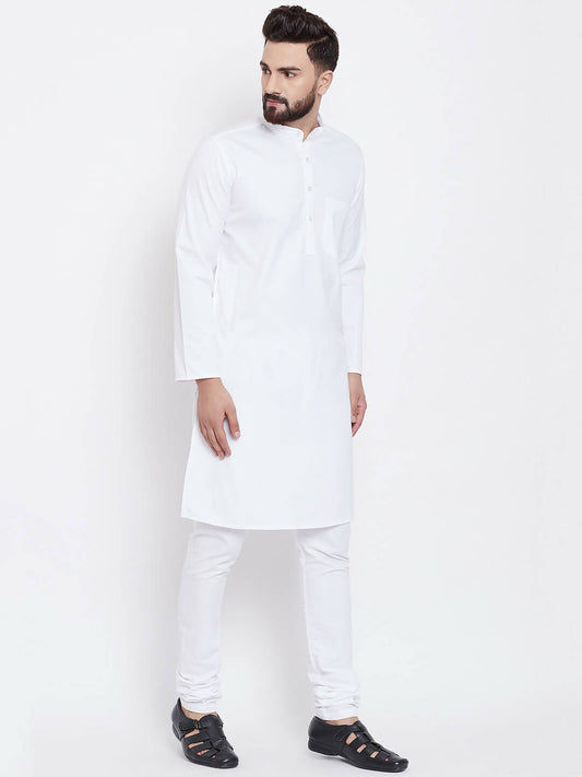 Even Apparels White Pure Cotton Men's Kurta With Band Collar | Swadesiicart