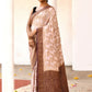 Joban Fashion Ivory Crepe Chiffon Pure Handloom Banarasi Silk Saree | Swadesiicart