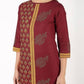 Aniyah Cotton Block Printed Maroon Straight Kurta (AN-141K) - Swadesiicart