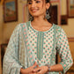 Juniper Women's Seagreen Cambric Floral Printed Kurta Palazzo Set | Swadesiicart