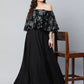 Ahalyaa Women Crepe Printed Black Dress | Swadesiicart