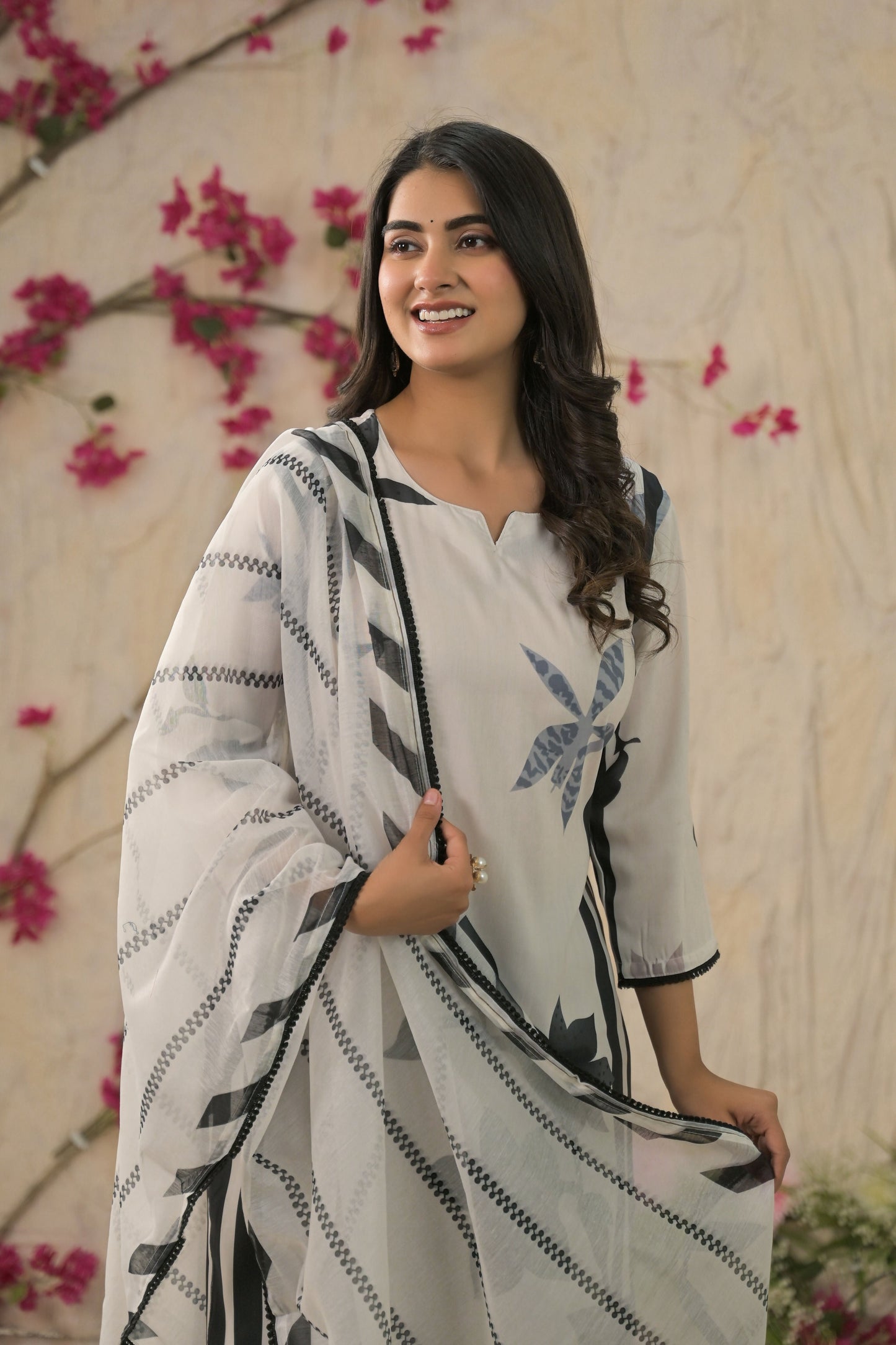 Ethnic Festive Wear Muslin Off White Stitched Suit With Dupatta - Tanisha | Swadesiicart