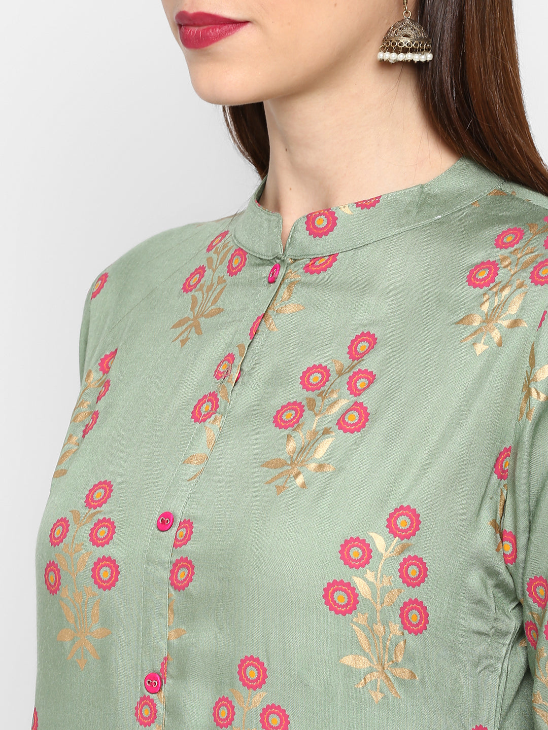 NOZ2TOZ Women Light Green Rayon Kurta (1Pc) - Swadesiicart