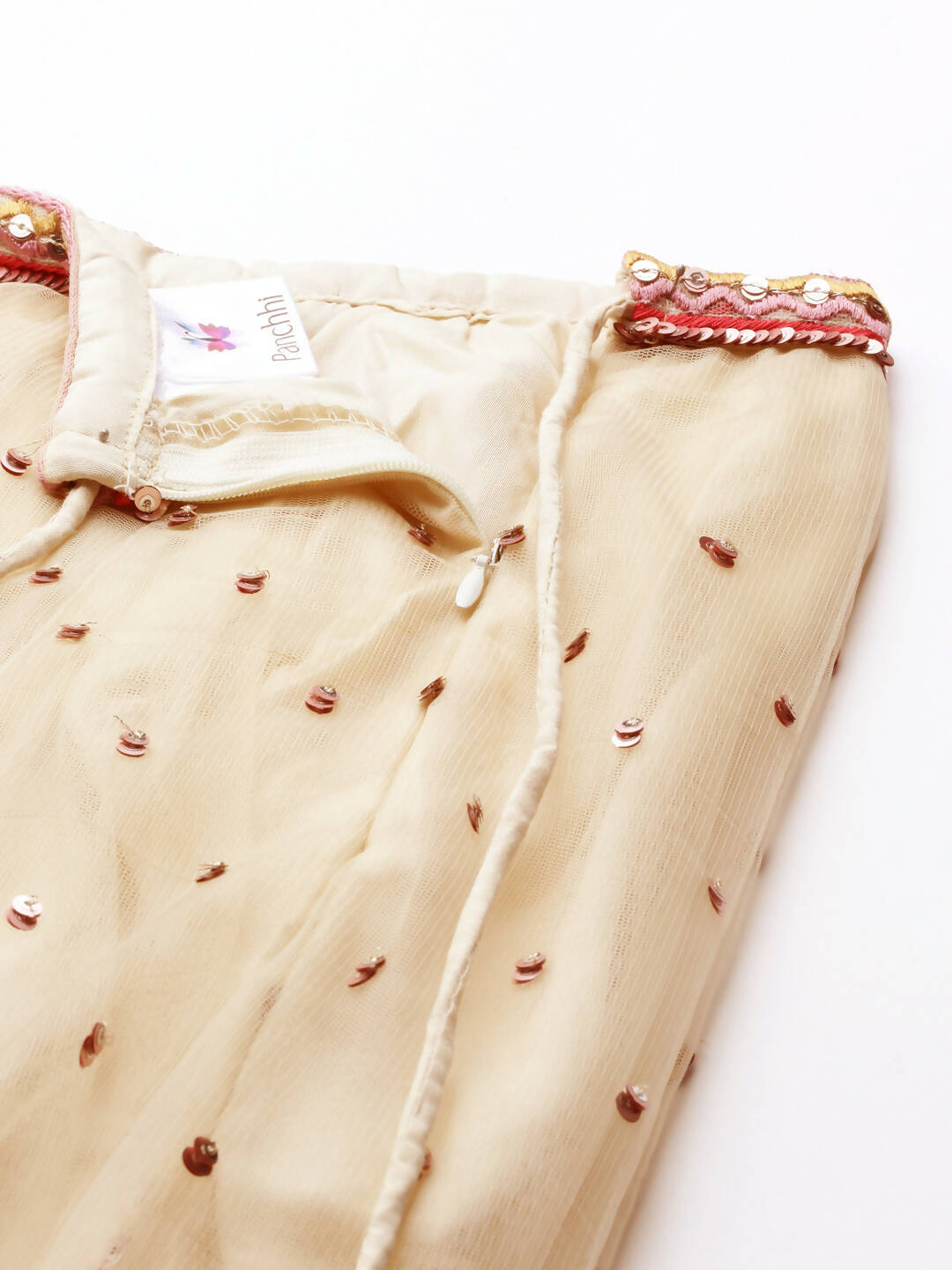 House of Panchhi Cream Net Multi colour Thread & Sequinse Work Lehenga & Blouse, Dupatta | Swadesiicart