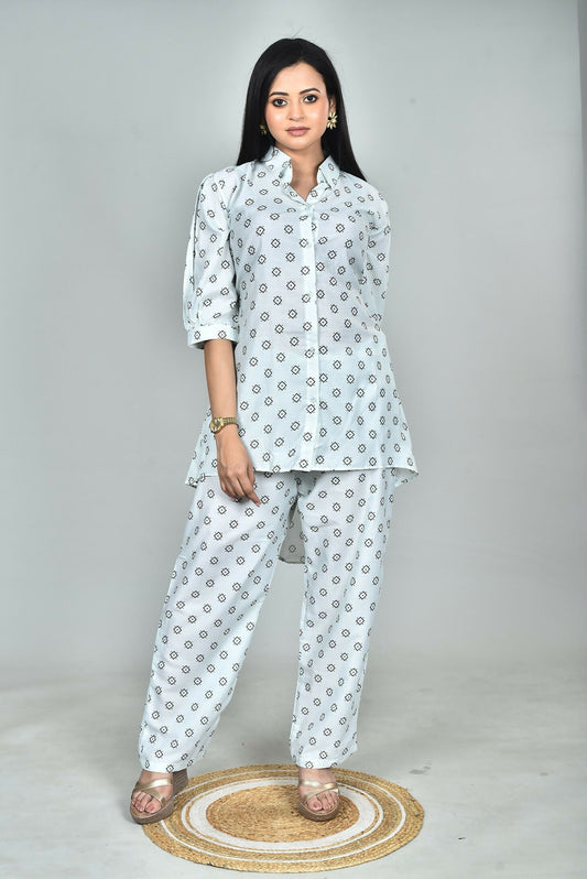 Morchari Digital Print Semi Muslin Co-Ord Set Top & Trouser-Multicolor - Swadesiicart