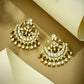 Nuyug 22K Gold-Plated Kundan Stone Studded & Pearl Beaded Moon Chandbalis | Swadesiicart