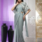 Sea Green Chiffon Solid Ready to wear Saree with stitched Blouse - Aayan | Swadesiicart