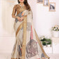Joban Fashion Beige Art Print pattern Banarasi Silk Sarees | Swadesiicart