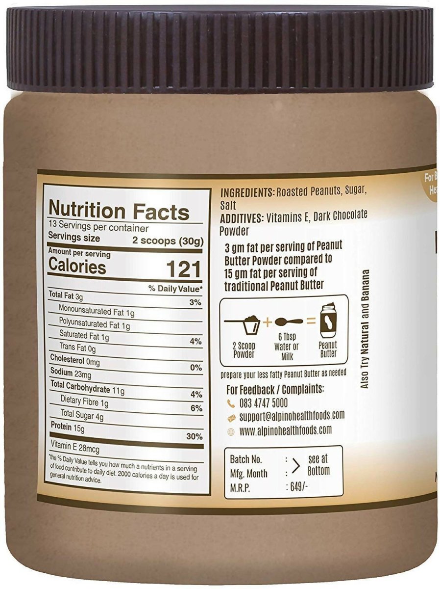 Alpino Peanut Butter Powder Dark Chocolate - Swadesiicart