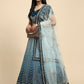 Blue Fancy Net Sequence Embroidered Lehenga Choli with Dupatta - Dhara | Swadesiicart