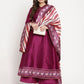 Ahalyaa Women's Purple Poly Silk Solid Kurta Palazzo Set With Dupatta | Swadesiicart