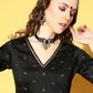 Ahalyaa Women Black Colour Poly Silk Copper Printed Top Palazzo Set | Swadesiicart