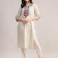 Aavyora Women's Off-White Embroidered Cotton Flex Co-Ord Set - Swadesiicart