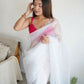 Vamsee Sheetal White Organza Saree - Swadesiicart