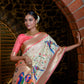 Vishnu Weaves Women's Cream Paithani Silk Zari Woven Saree with Unstitched Blouse - Swadesiicart