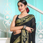 Exclusive Collection Beautiful Black Pure Cotton Woven Handloom Saree With Running Blouse Piece - Swadesiicart