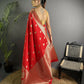 Joban Fashion Red Banarasi Soft Lichi Silk Paisley Saree | Swadesiicart