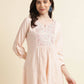 Peach Viscose Rayon Yoke Embroidered A-line Top - Tarini - Swadesiicart