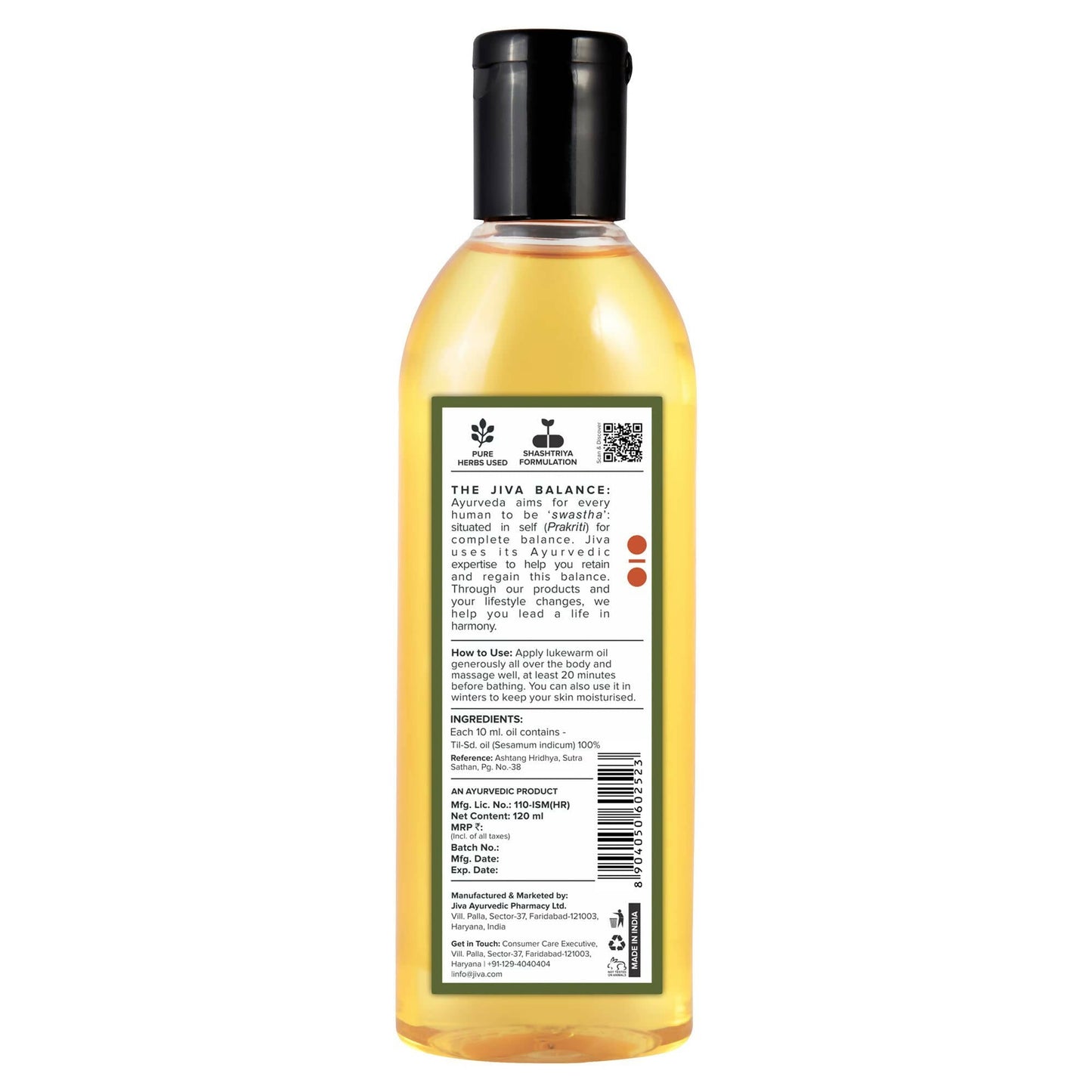 Jiva Ayurveda Medicated Til Oil | Swadesiicart