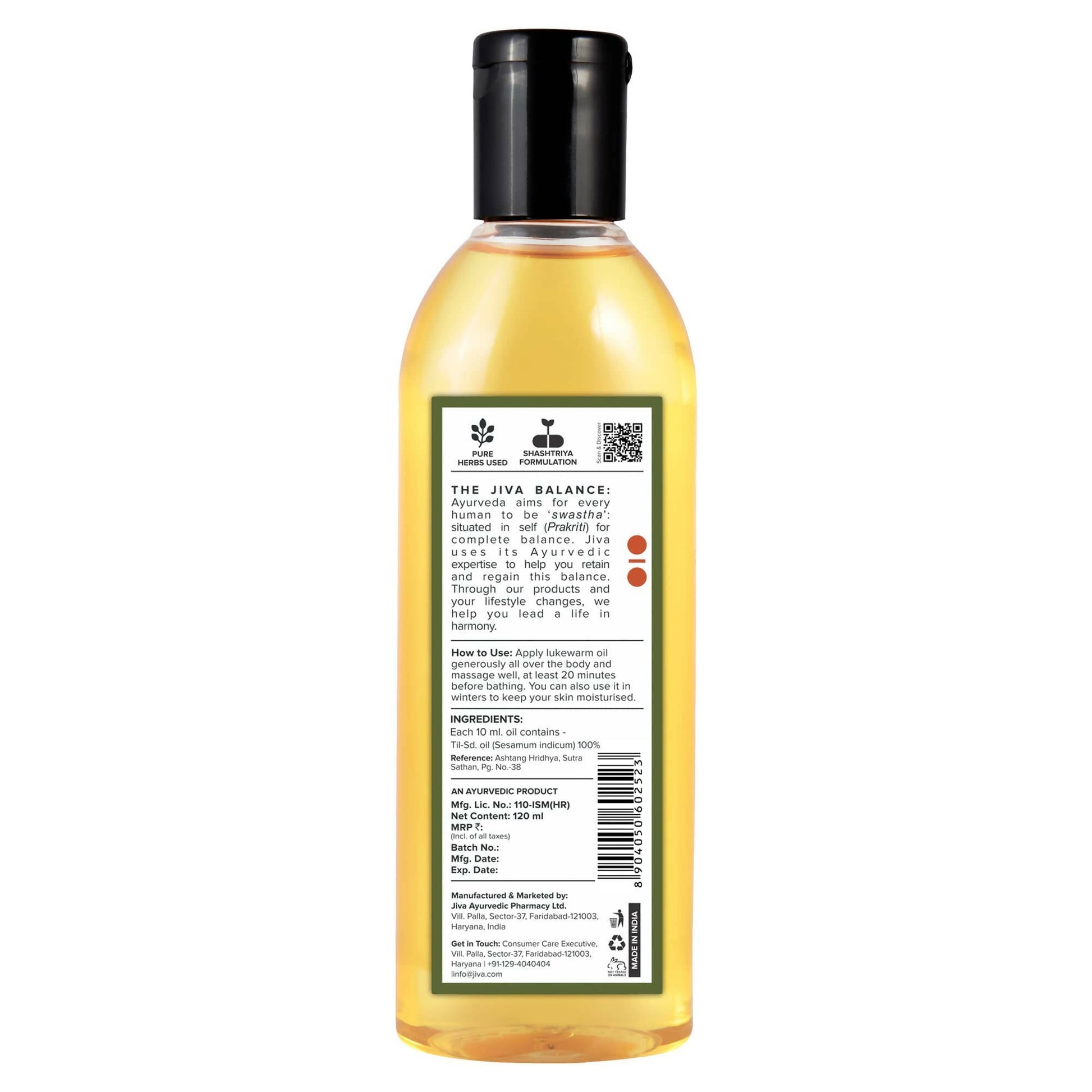 Jiva Ayurveda Medicated Til Oil | Swadesiicart