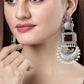NVR Women's Silver-Plated Artificial Stones and Beads Chandbali Earrings | Swadesiicart