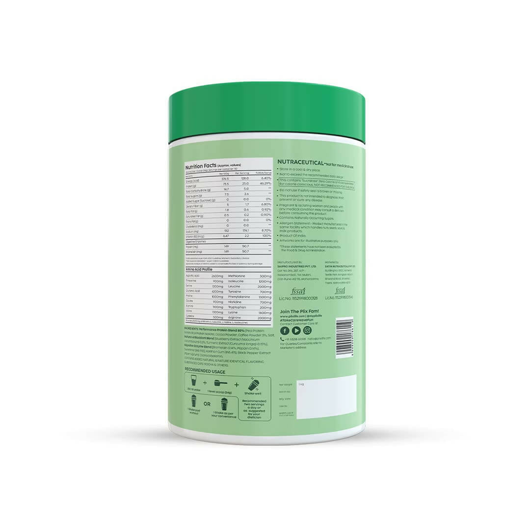 PLIX The Plant Fix Evolve Plant Protein Shake Powder - Cafe Mocha - Swadesiicart
