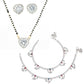 AanyaCentric Gold-Polished Mangalsutra Pendant Earring Set & Silver Plated Anklet