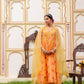 Vaasva Women Yellow Organza Floral Embroidered Anarkali Kurta, Pant & Dupatta set | Swadesiicart