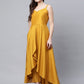 Ahalyaa Women Mustard Poly Silk Gold-Toned Printed Kurta With Trousers | Swadesiicart