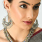 Mominos Fashion Johar Kamal Oxidised Silver-Plated Meena Work Choker Set | Swadesiicart