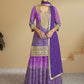 Anaita Lavender Digital print with Embroidered Silk Stitched Plazo Suit(Free Size)