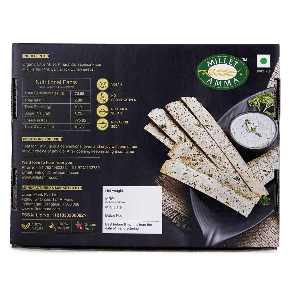 Millet Amma Organic Millet Lavash (Gluten Free) - Swadesiicart