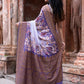 Joban Fashion Shade Of Orchid Crepe Chiffon Pure Handloom Banarasi Silk Saree | Swadesiicart