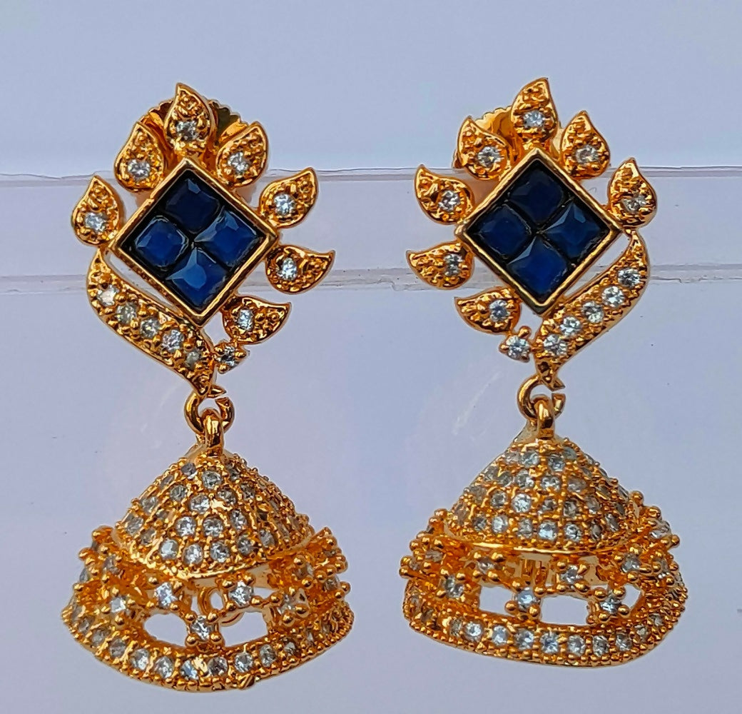 Blue AD Designer Jhumkas - Mokshi Collections