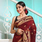 Exclusive Collection Beautiful Brown Pure Cotton Woven Handloom Saree With Running Blouse Piece - Swadesiicart