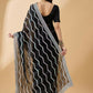 Black Tissue Slub Embroidered Saree with Unstitched Blouse - Vairagi