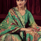 Jyoti Fashion Women's Green Organza Jacquard Woven Kurta with Trouser & Dupatta | Swadesiicart